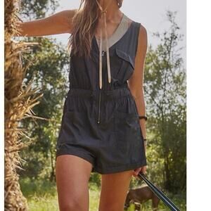 Free People‎ Movement Noiseless Back on Trek Shortsie Gray Small Romper
